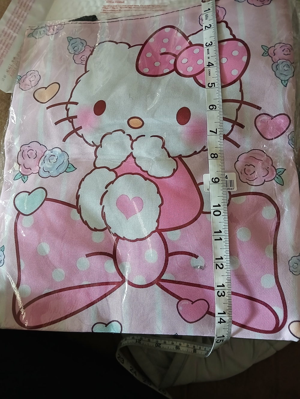 Hello Kitty Pink Canvas Tote Bag Zipper Closure